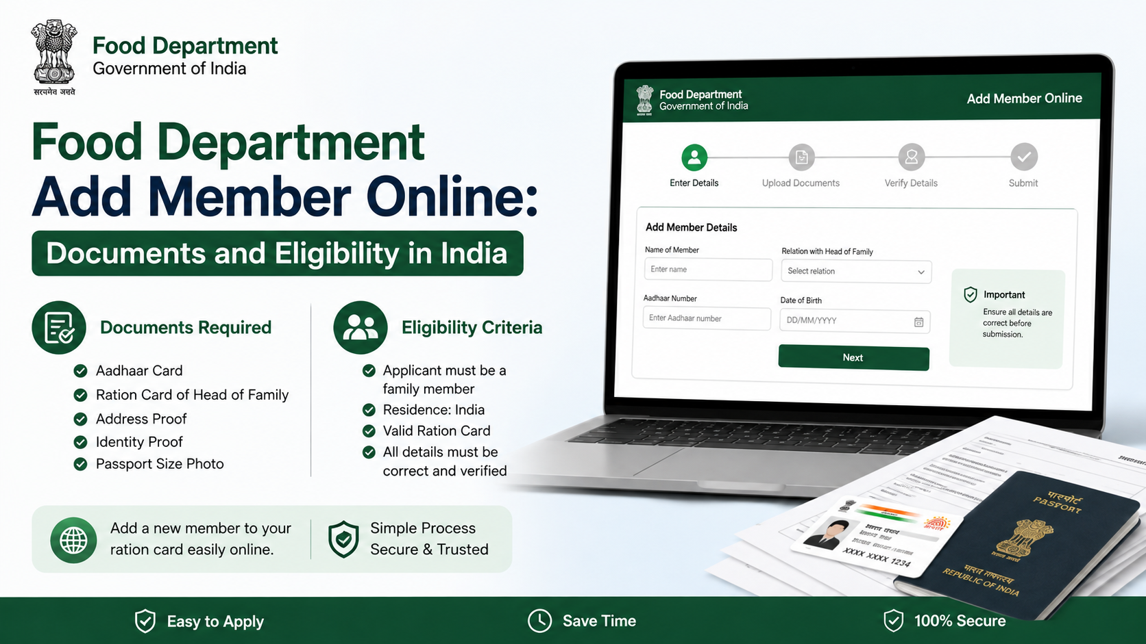 Food Department Add Member Online: Documents and Eligibility in India